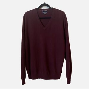 Club Room Cashmere V-Neck Pullover Sweater Burgundy Size XL